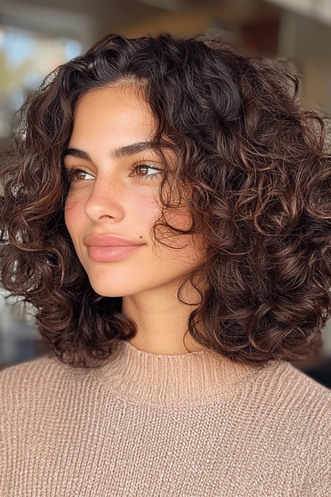 Collarbone Lob with Subtle Highlights and Wavy Collarbone Lob with Subtle Highlights and Wavy — Trendy Curly Hair Down