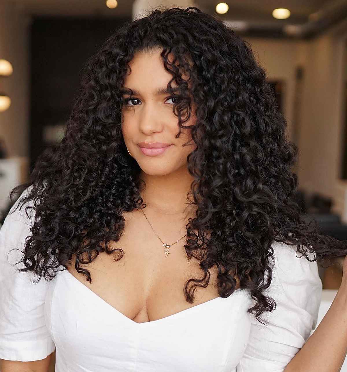 Mid-Back Curly Hair with Long Layers Mid-Back Curly Hair with Long Layers — Trendy Curly Hair Down