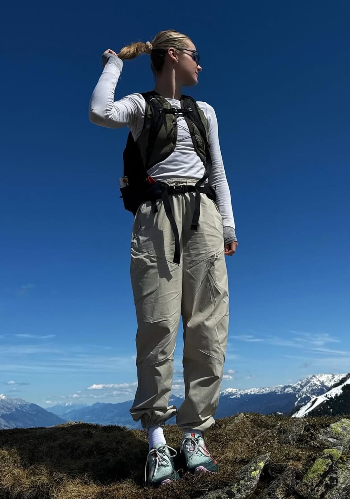 Utility Vest Over Long Sleeve Top and Cargo Pants — Trendy Cute Hiking Outfit