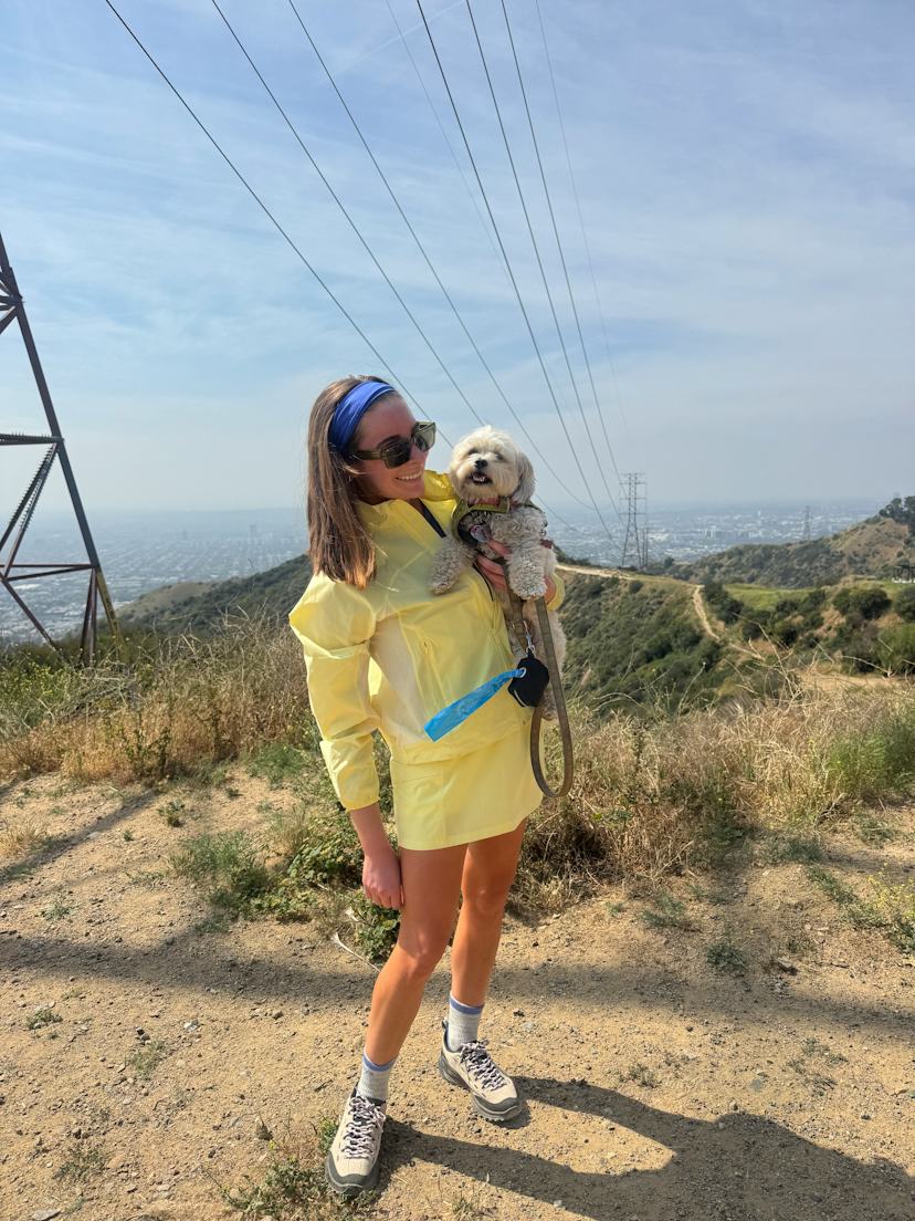 Yellow Windbreaker Jacket with Short Shorts — Trendy Cute Hiking Outfit