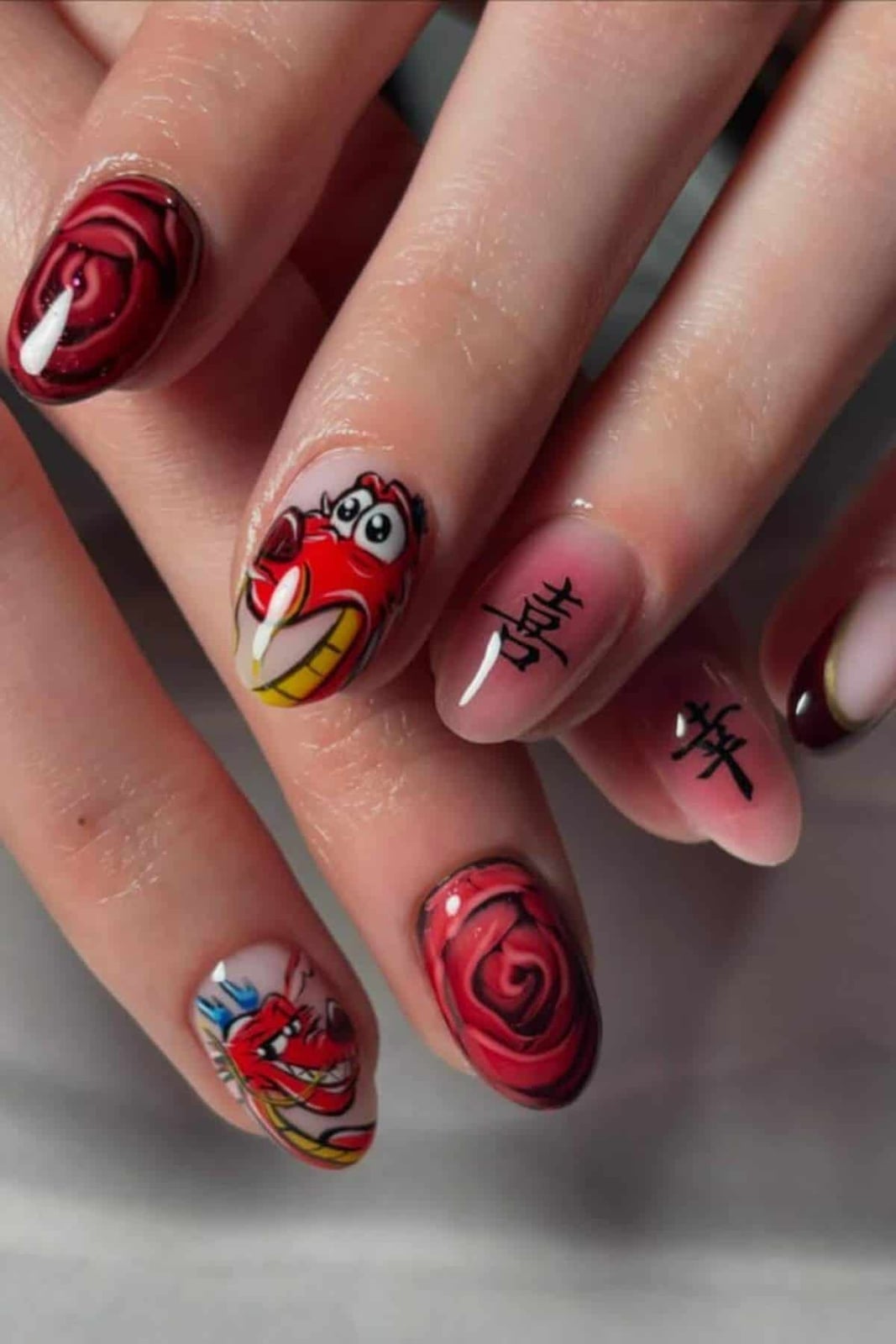 Short Almond Nude Fall Mickey Pumpkin Leaf Nails, Close-Up Take — Trendy Disney Nails