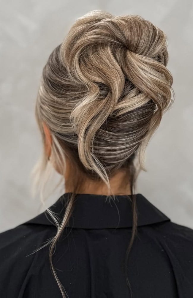 Dimensional Blonde Sculpted Updo Dimensional Blonde Sculpted Updo — Trendy Elegant Updo