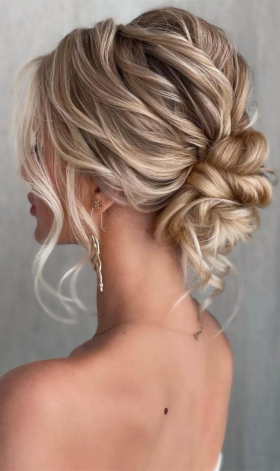 Textured Ash Blonde Low Bun Textured Ash Blonde Low Bun — Trendy Elegant Updo