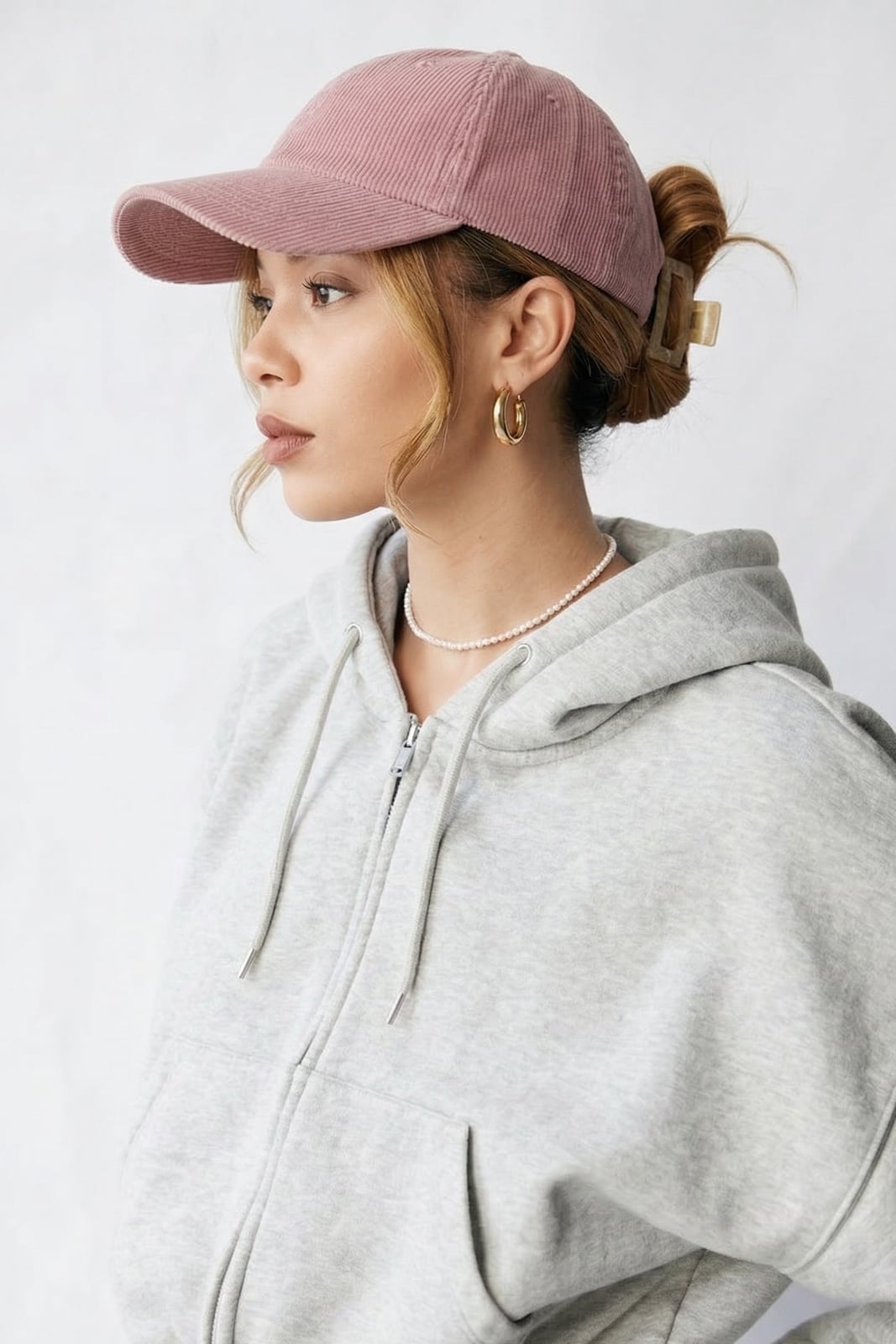 Long Messy Bun with Face Framing Pieces and Cap Long Messy Bun with Face Framing Pieces and Cap — Trendy Hair with Hat