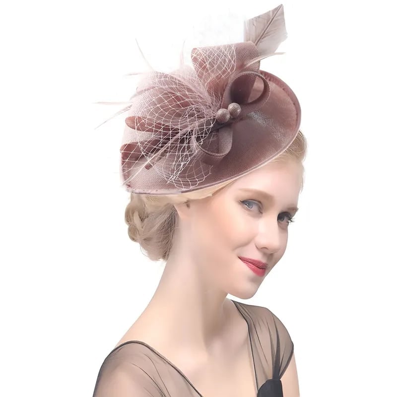 Shoulder Length Blonde Low Bun with Side Swept Bangs and Fascinator Shoulder Length Blonde Low Bun with Side Swept Bangs and Fascinator — Trendy Hair with Hat