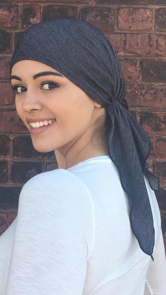Mid-Back Dark Brown Waves with Hair Wrap and Hat Mid-Back Dark Brown Waves with Hair Wrap and Hat — Trendy Hair with Hat