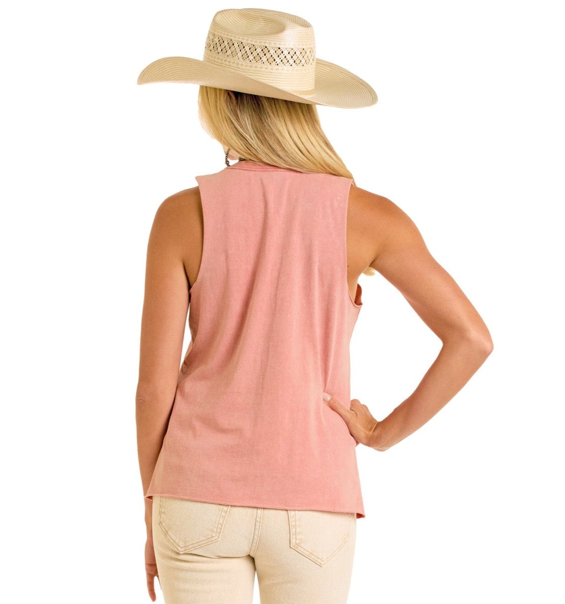 Long Straight Blonde Hair with Straw Cowboy Hat Long Straight Blonde Hair with Straw Cowboy Hat — Trendy Hair with Hat