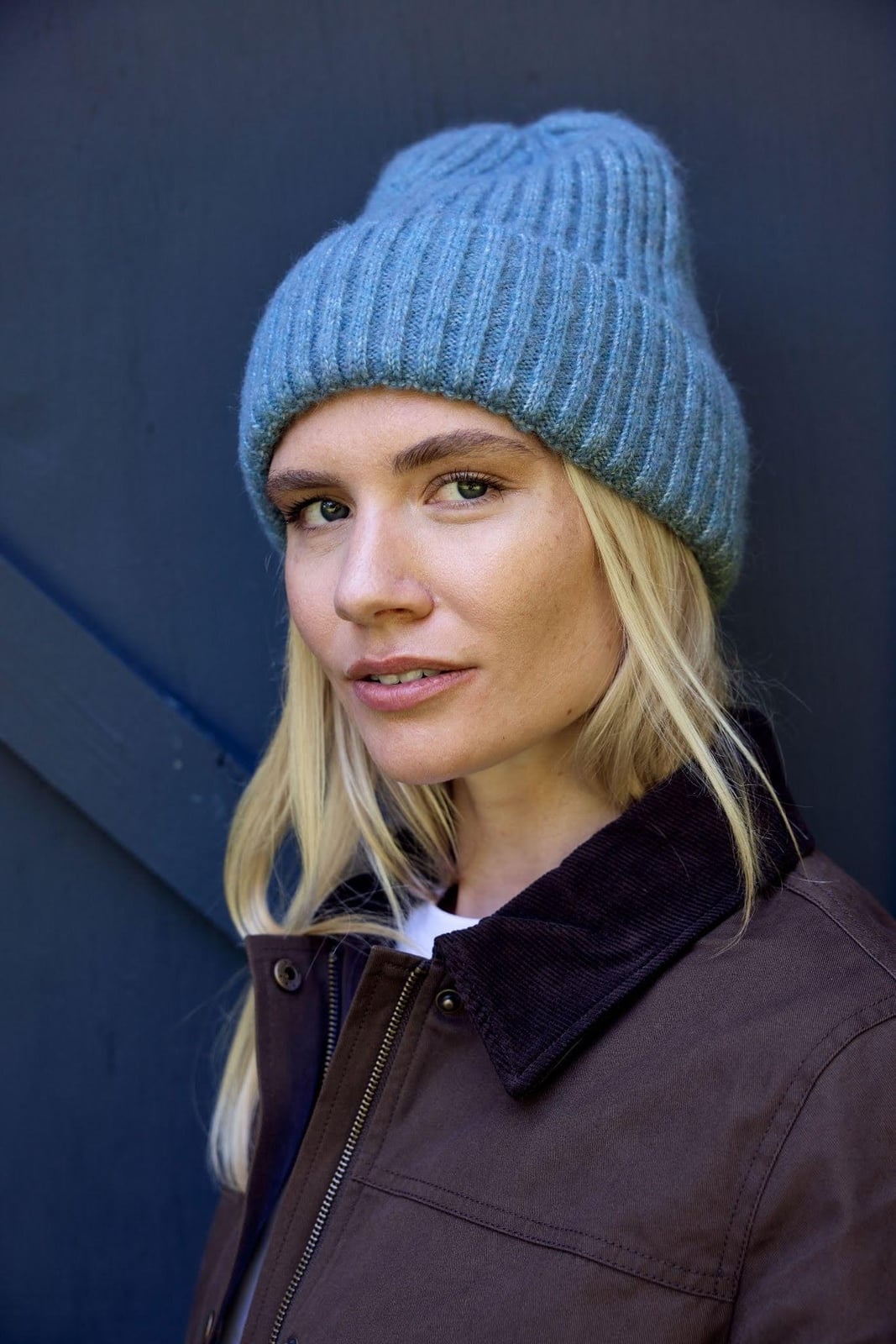 Shoulder Length Blonde Waves with Beanie Shoulder Length Blonde Waves with Beanie — Trendy Hair with Hat