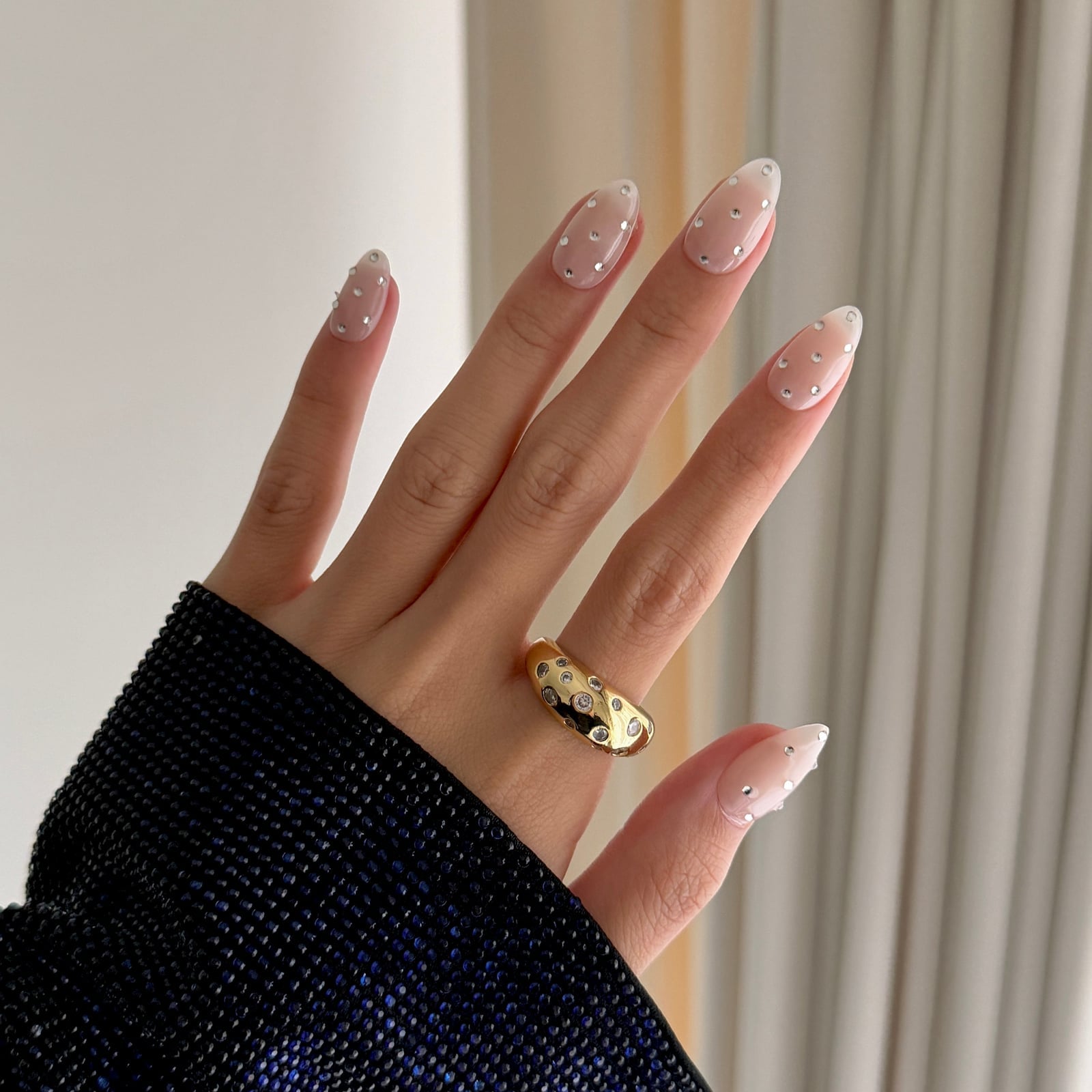 Sheer Pink French Almond Nails with Yellow Flowers — Trendy Korean Nails