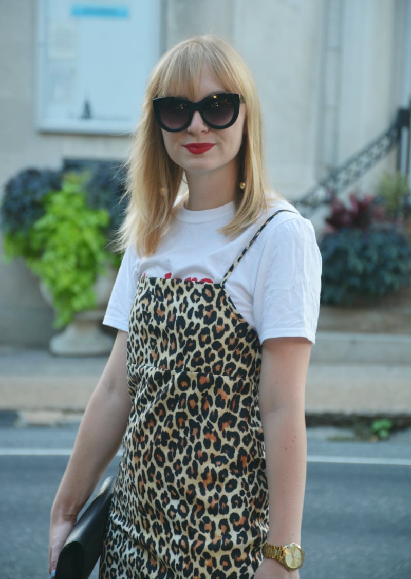 Leopard Slip Dress Over T-Shirt for Casual Cool — Trendy Leopard Print Outfits