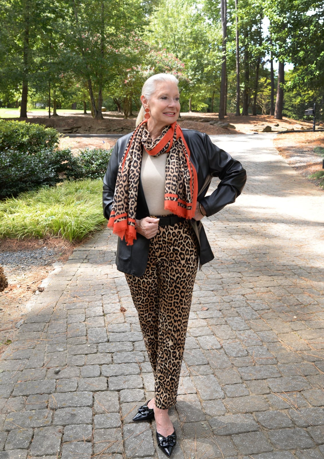 Leopard Scarf and Pants for Casual Outing — Trendy Leopard Print Outfits