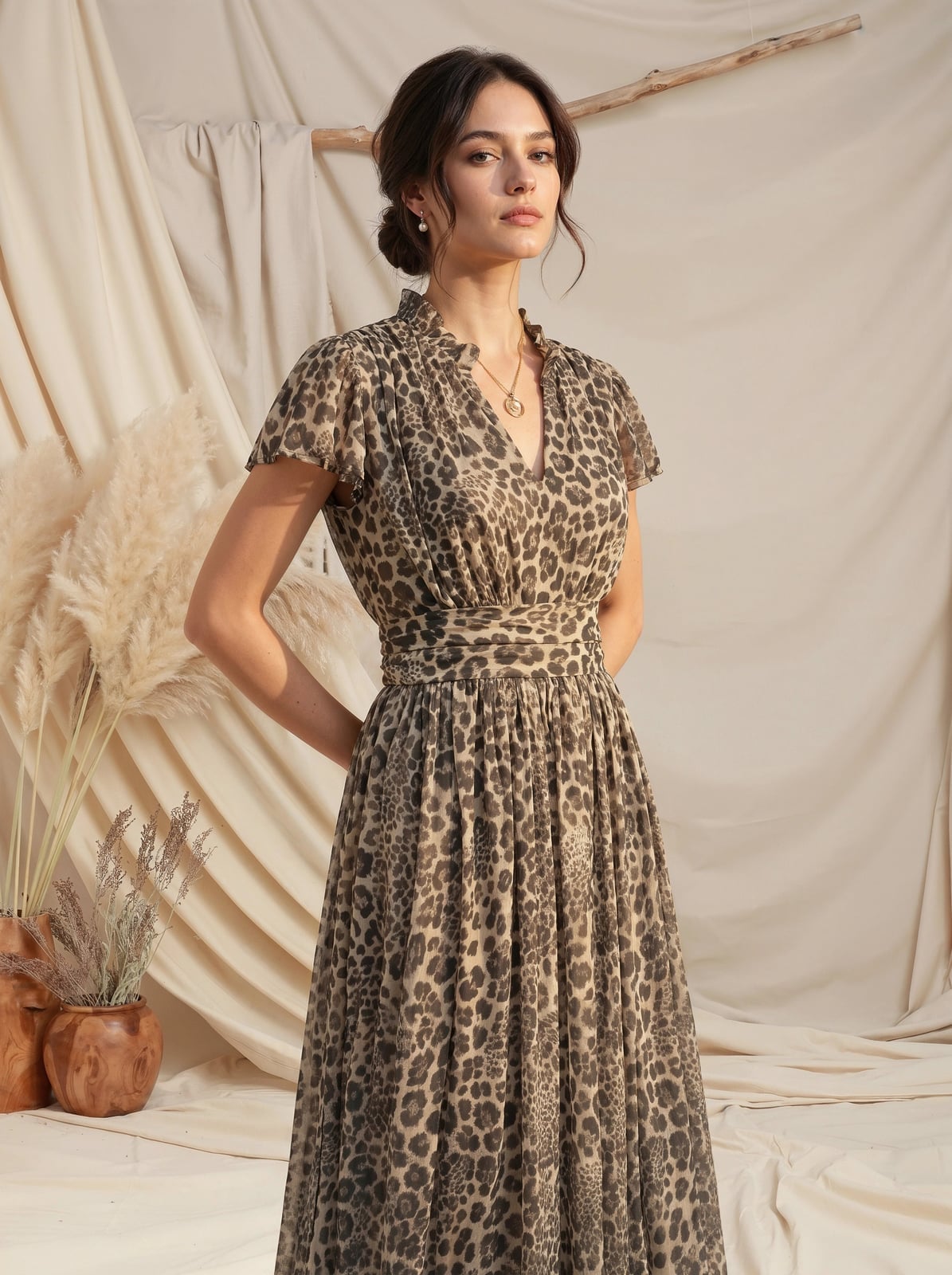Chiffon Maxi Dress Offers Evening Elegance — Trendy Leopard Print Outfits