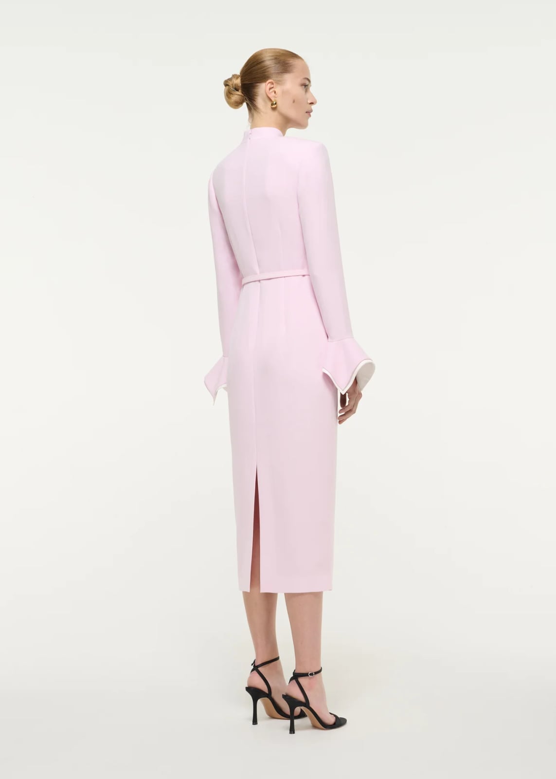 Tailored Light Pink Dress with Flared Cuffs — Trendy Light Pink Dress