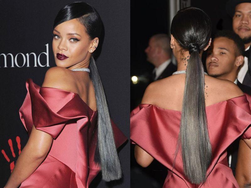 Dark Brown Gray Ombre Sleek Ponytail Dark Brown Gray Ombre Sleek Ponytail — Trendy Low Ponytail Hairstyles