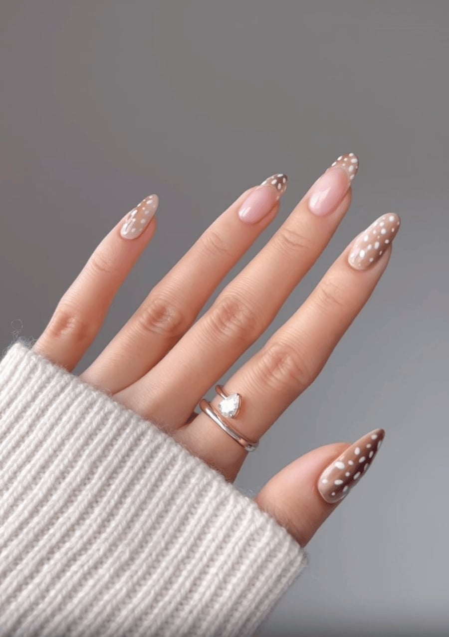 Medium Almond Polka Dot French Tip Nails — Trendy Luxury Nails