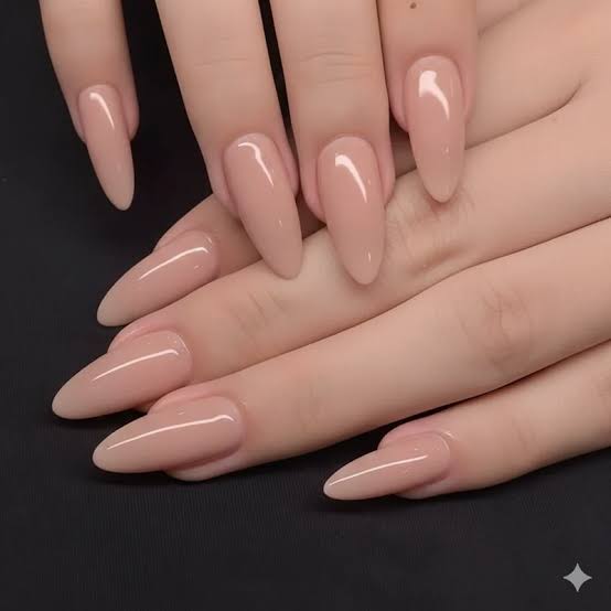 Medium Almond Milky Nude Nails — Trendy Luxury Nails