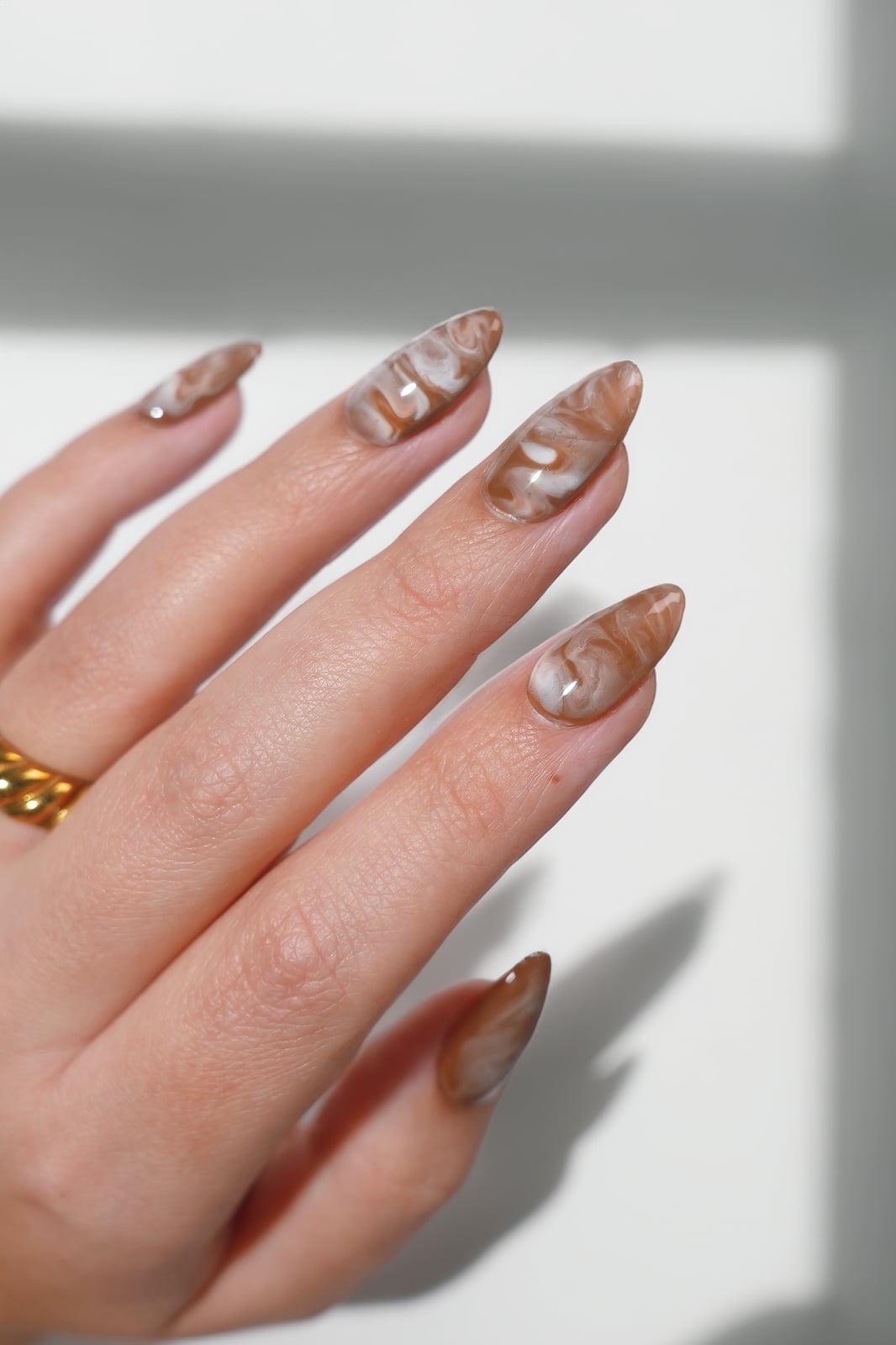 Long Sharp Marble Effect Nails — Trendy Luxury Nails