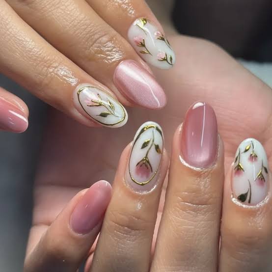 Short Oval Subtle Cat-Eye Shimmer Nails — Trendy Luxury Nails