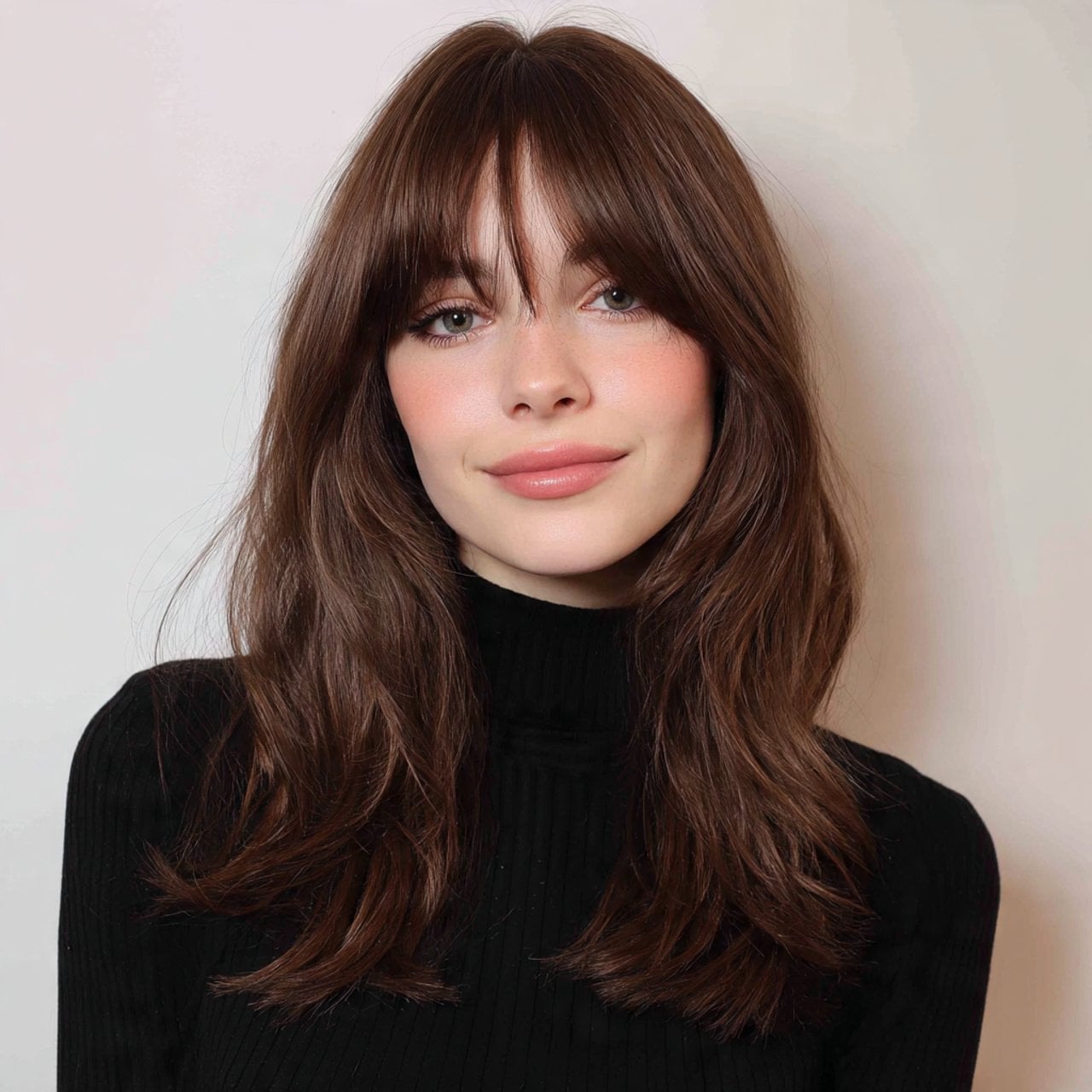 Shoulder Length Layered Cut With Curtain Bangs Shoulder Length Layered Cut With Curtain Bangs — Trendy Medium Hair