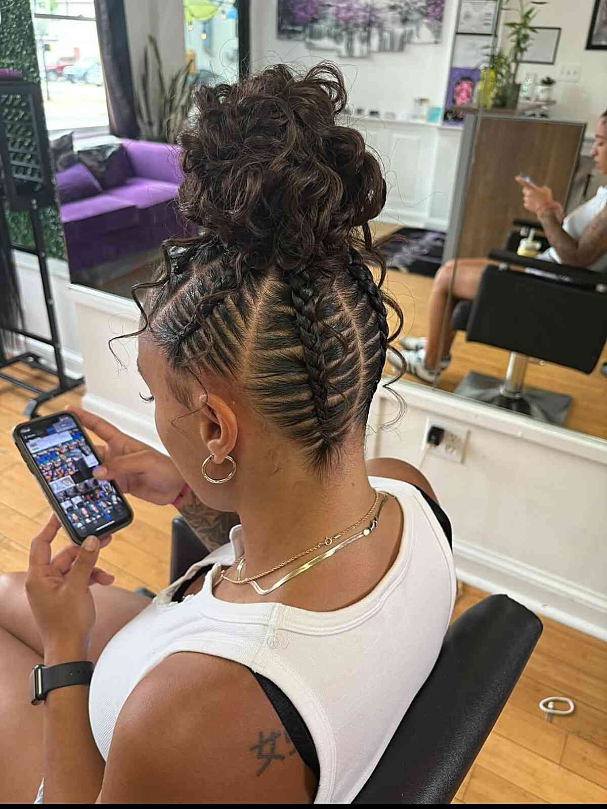 Loose Dark Brown Curly Updo With Tendrils Loose Dark Brown Curly Updo With Tendrils — Trendy Natural Bun