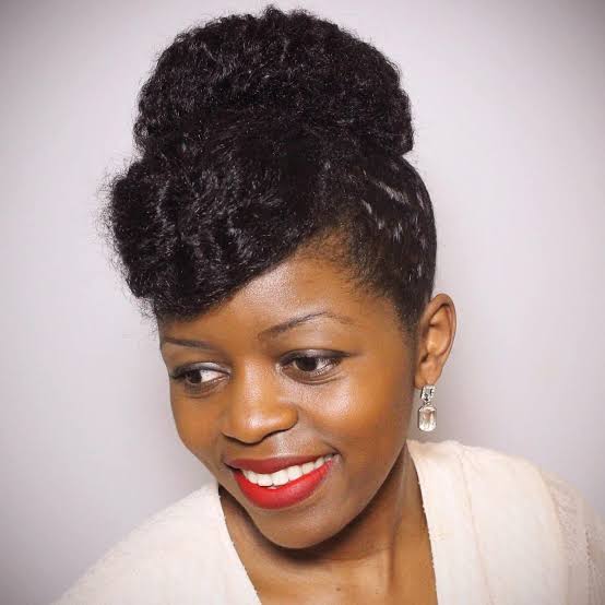 Textured High Bun Black Coily Hair, Long Textured High Bun Black Coily Hair, Long — Trendy Natural Bun