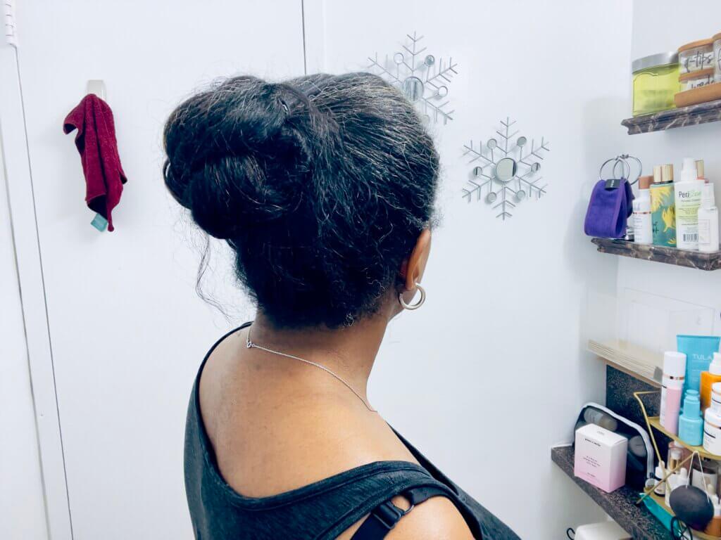Neatly Wrapped Low Bun Black Coily Hair Neatly Wrapped Low Bun Black Coily Hair — Trendy Natural Bun