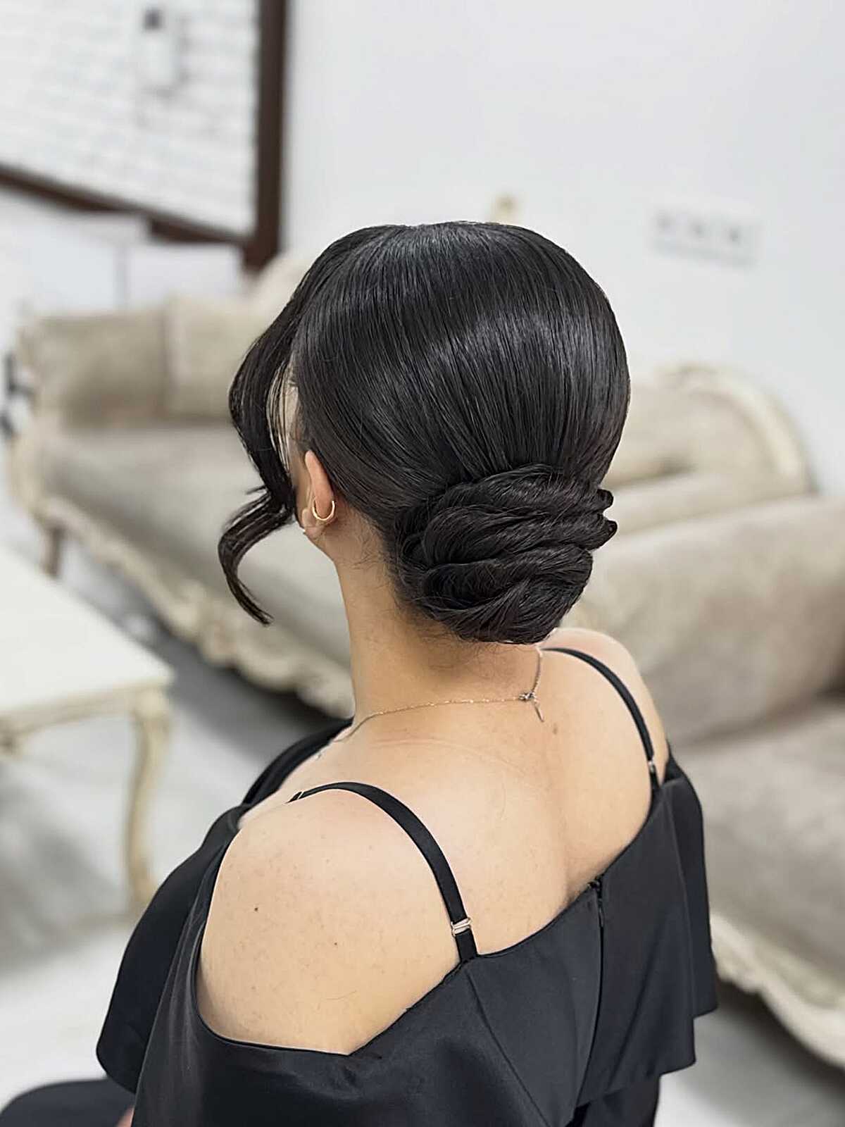 Intricate Braided Dark Brown Updo Intricate Braided Dark Brown Updo — Trendy Natural Bun