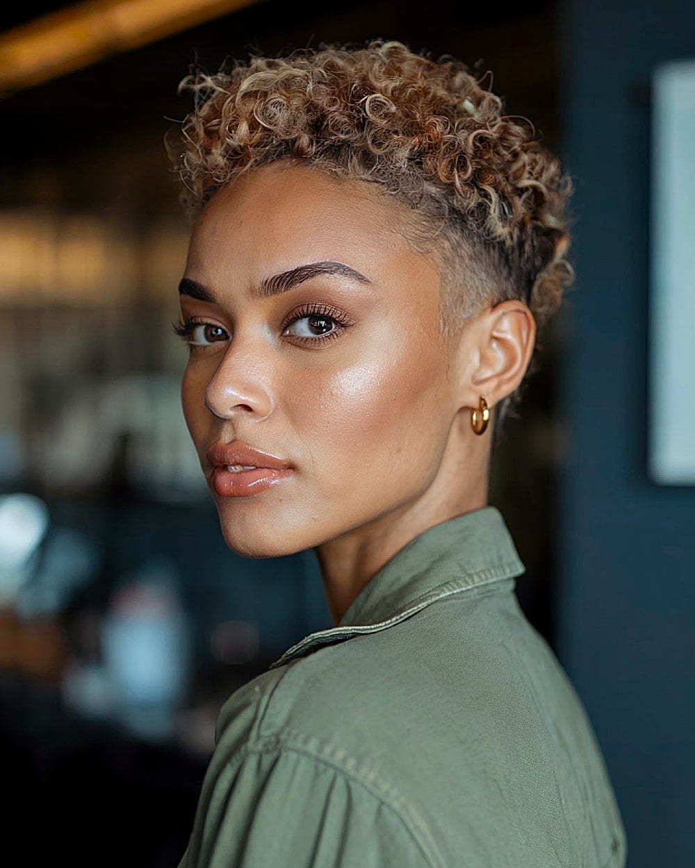Tapered Cut With Honey Highlights Tapered Cut With Honey Highlights — Trendy Natural Hair