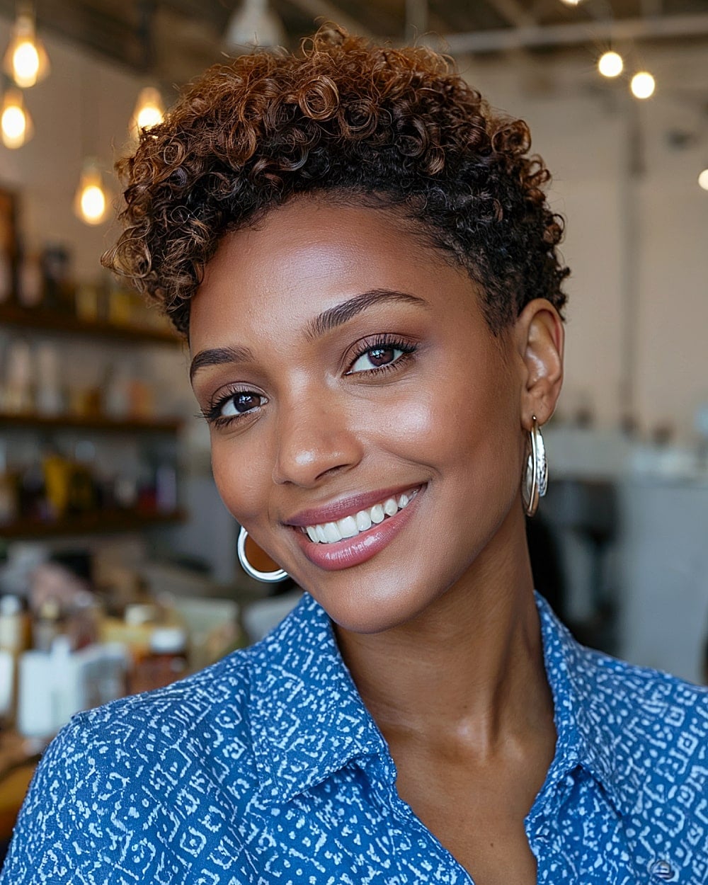 Short Tapered Cut With Blonde Highlights Short Tapered Cut With Blonde Highlights — Trendy Natural Hair