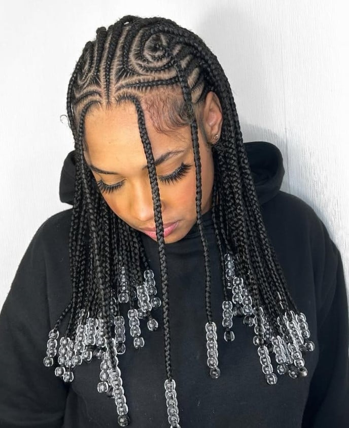 Mid-Back Braids With Beads Mid-Back Braids With Beads — Trendy Natural Hair Black Women