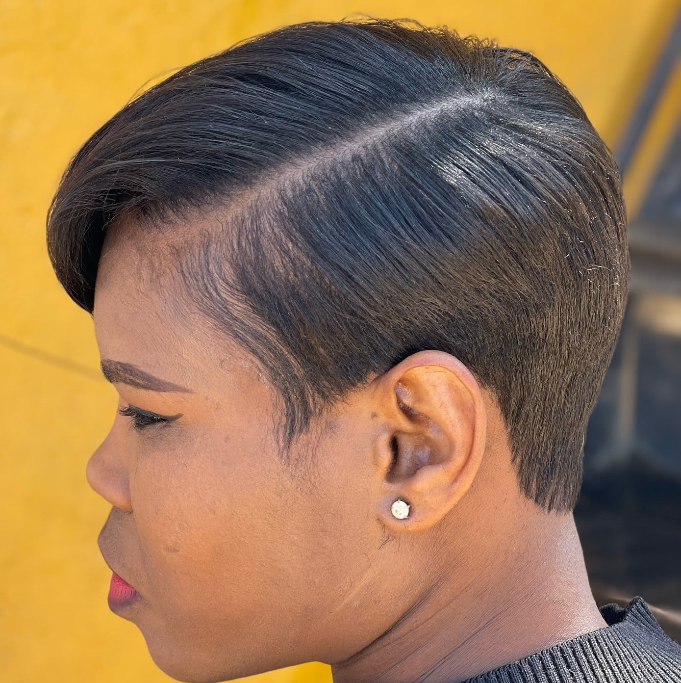 Short Layered Cut With Sharp Bangs Short Layered Cut With Sharp Bangs — Trendy Natural Hair Black Women