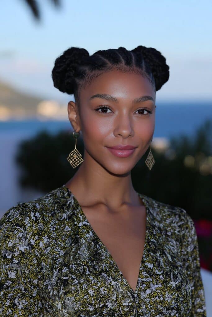 Black Braided Space Buns Black Braided Space Buns — Trendy Natural Hair Black Women