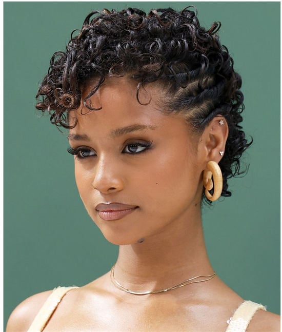 Short Cut With Cornrows and Side Swept Fringe — Trendy Natural Hair Braiding