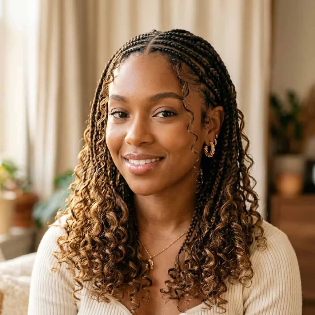 Medium Length Loose Braids With Curls — Trendy Natural Hair Braiding