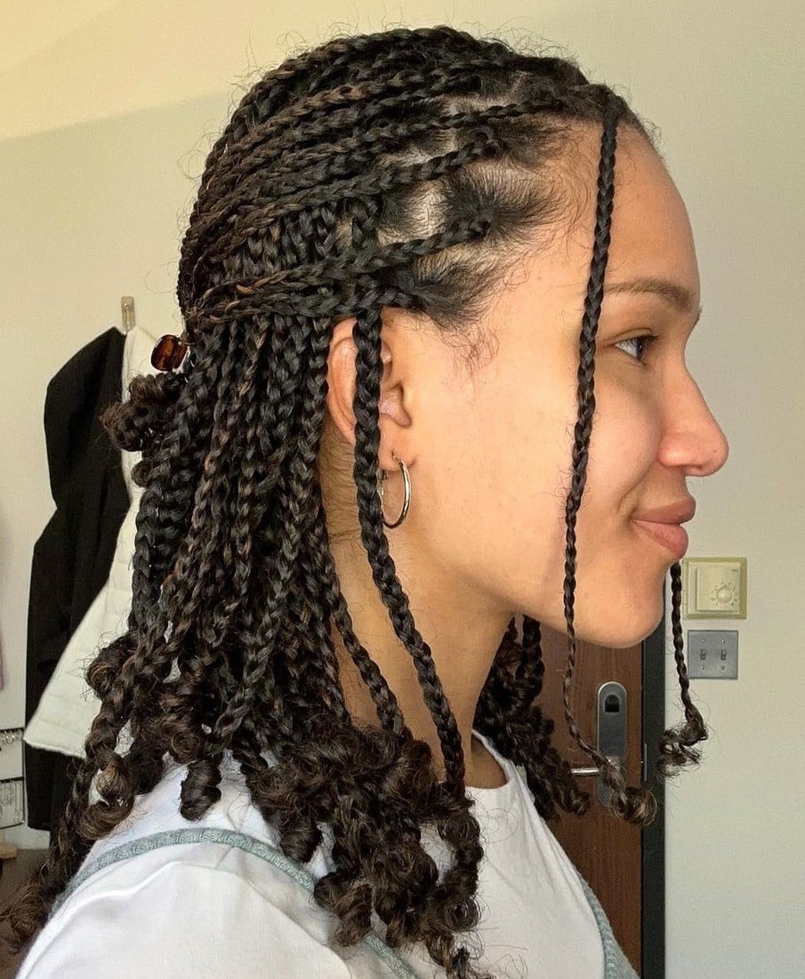 Mid-Back Box Braids With Curly Ends — Trendy Natural Hair Braiding