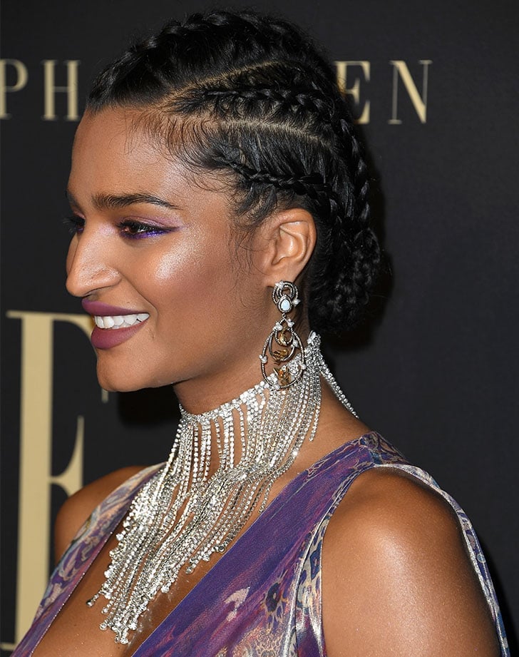 Shoulder Length Braided Updo With Accent Braid — Trendy Natural Hair Braiding