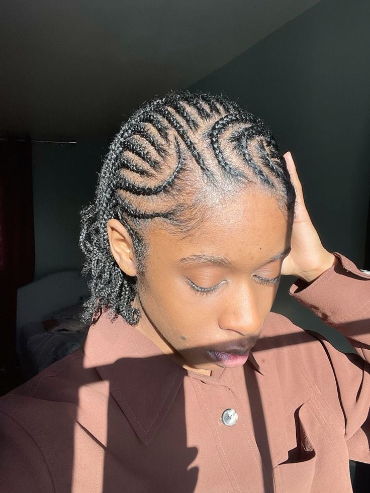Shoulder Length Geometric Cornrows — Trendy Natural Hair Braiding
