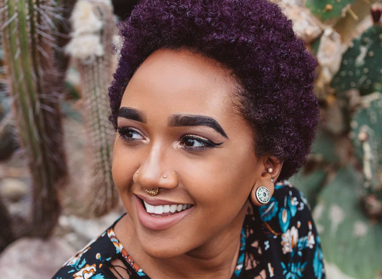 Short Rounded Afro In Deep Purple Short Rounded Afro In Deep Purple — Trendy Natural Hair Hairstyles