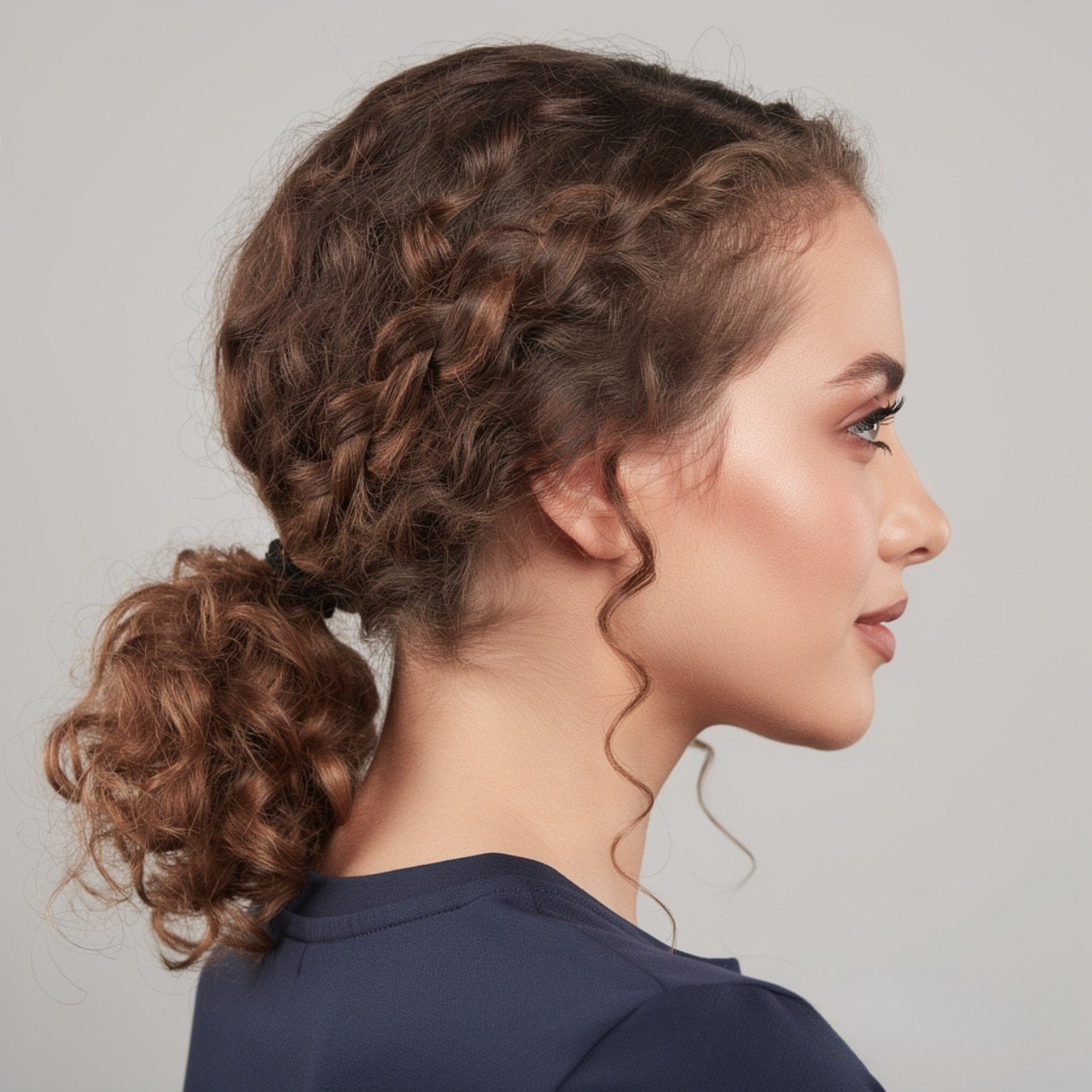 Low Ponytail With Braided Crown Low Ponytail With Braided Crown — Trendy Pony Hairstyles
