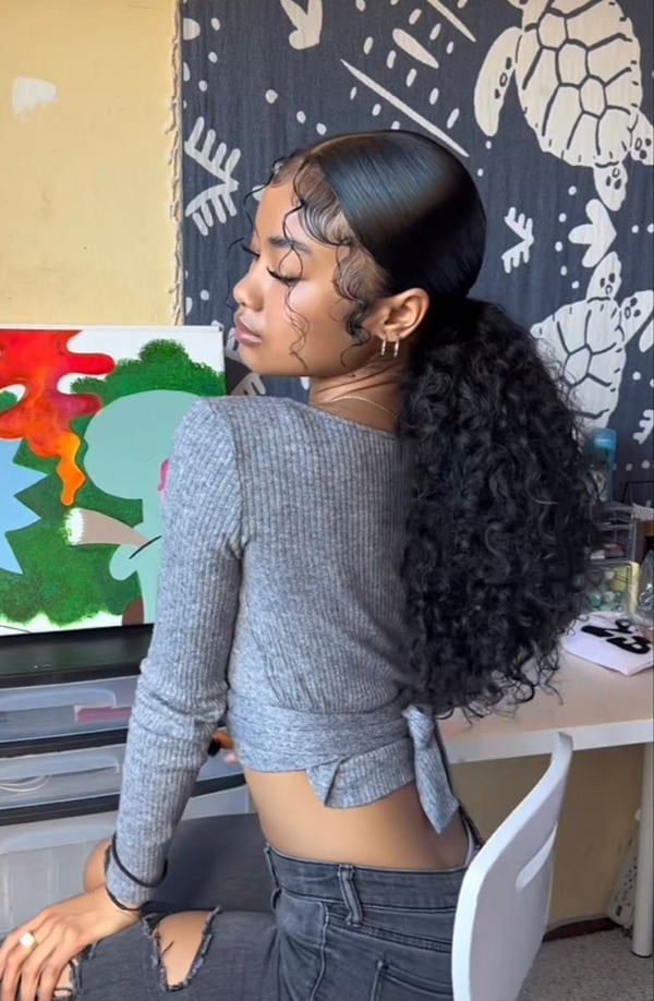 Voluminous Curly Ponytail With Face-Framing Layers — Trendy Quick Weave Ponytail