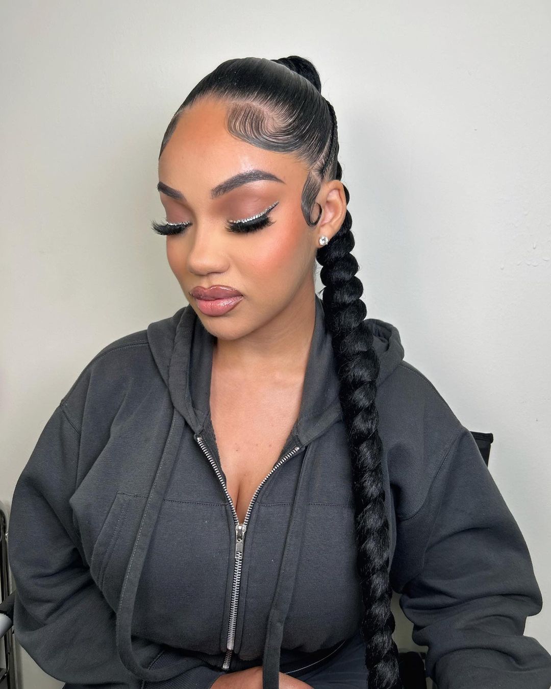High Ponytail With Intricate Braid — Trendy Quick Weave Ponytail