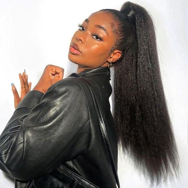 High Sleek Kinky Straight Ponytail — Trendy Quick Weave Ponytail