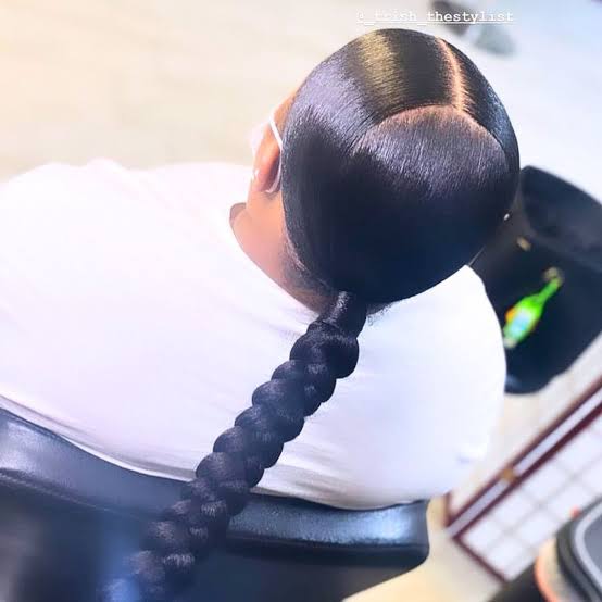 Braided Ponytail With Heart Top Knot — Trendy Quick Weave Ponytail