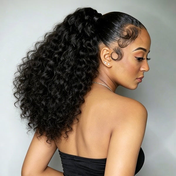 Voluminous Curly Ponytail With Baby Hairs — Trendy Quick Weave Ponytail