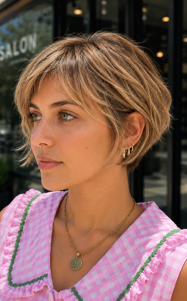 20 Trendy Short Haircuts for an Instant Refresh : Textured Bixie with Curtain Bangs
