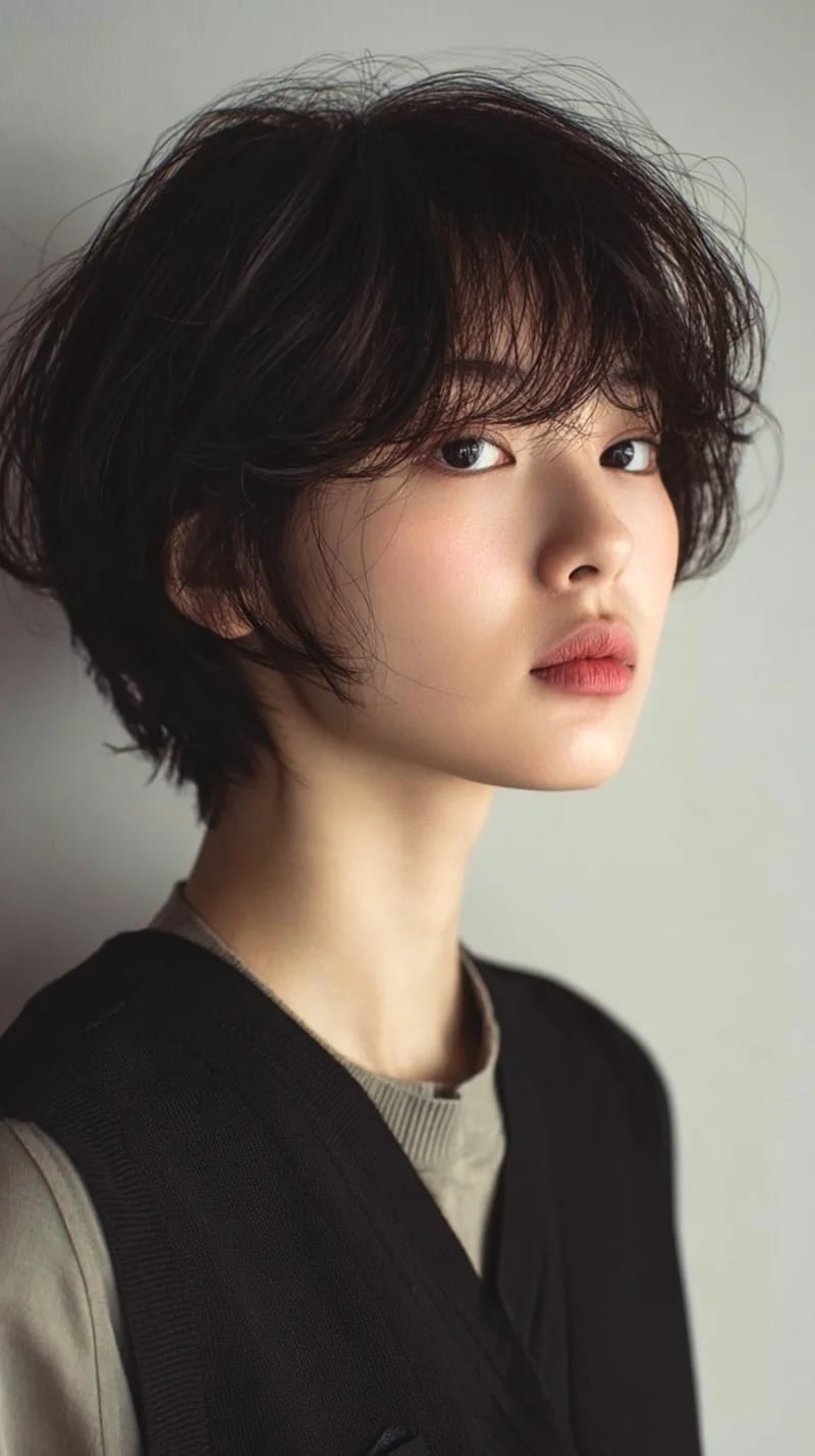 Layered Short Bob With Textured Wavy Bangs — Trendy Short Hair