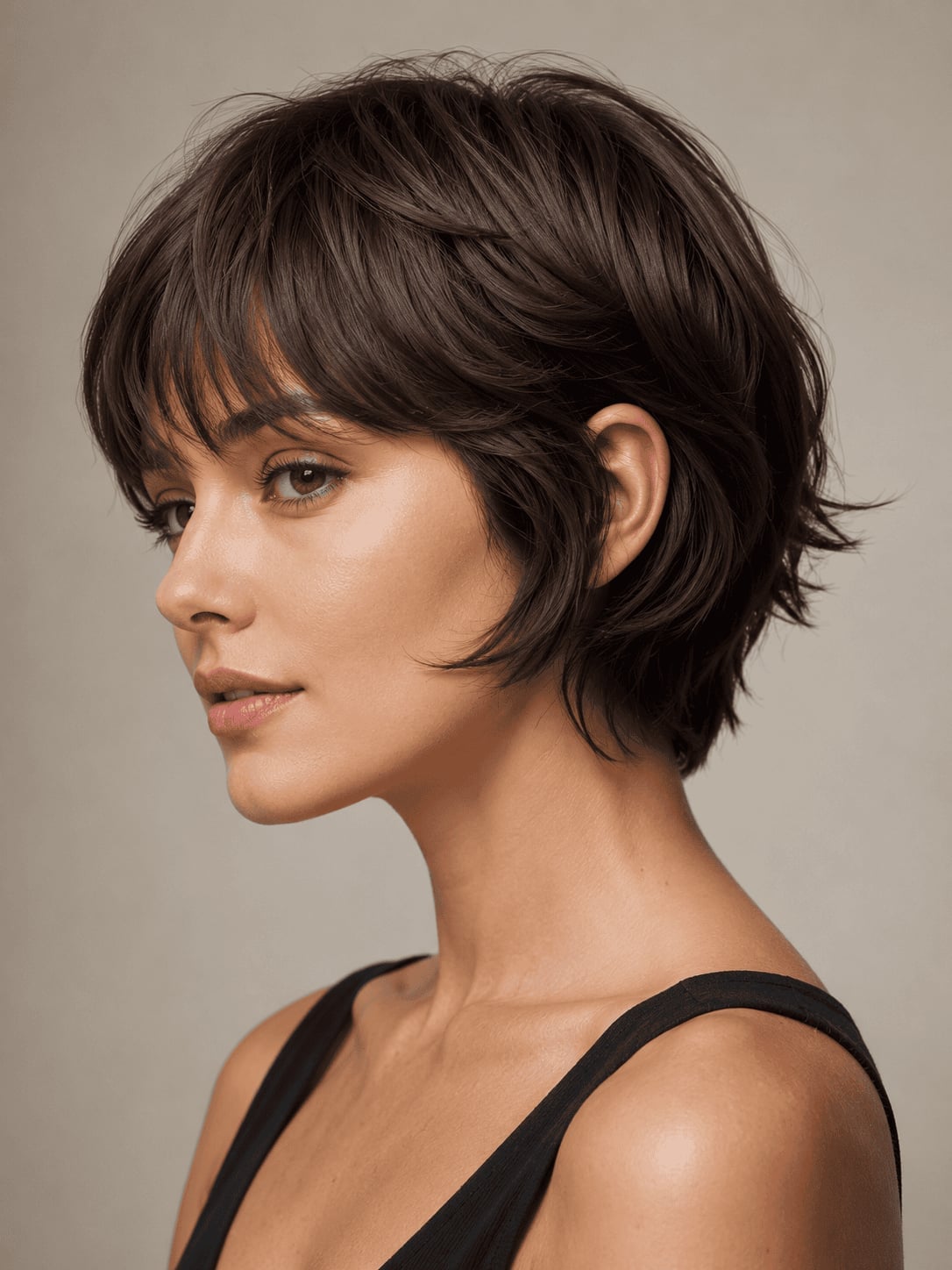 Dark Brown Wavy Collarbone Shag Dark Brown Wavy Collarbone Shag — Trendy Short Hair Hairstyles