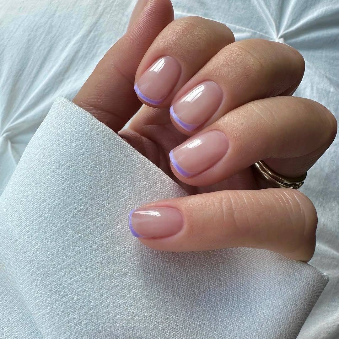 Sheer Nude Pastel Purple French Short Almond Nails Sheer Nude Pastel Purple French Short Almond Nails — Trendy Short Nails Color