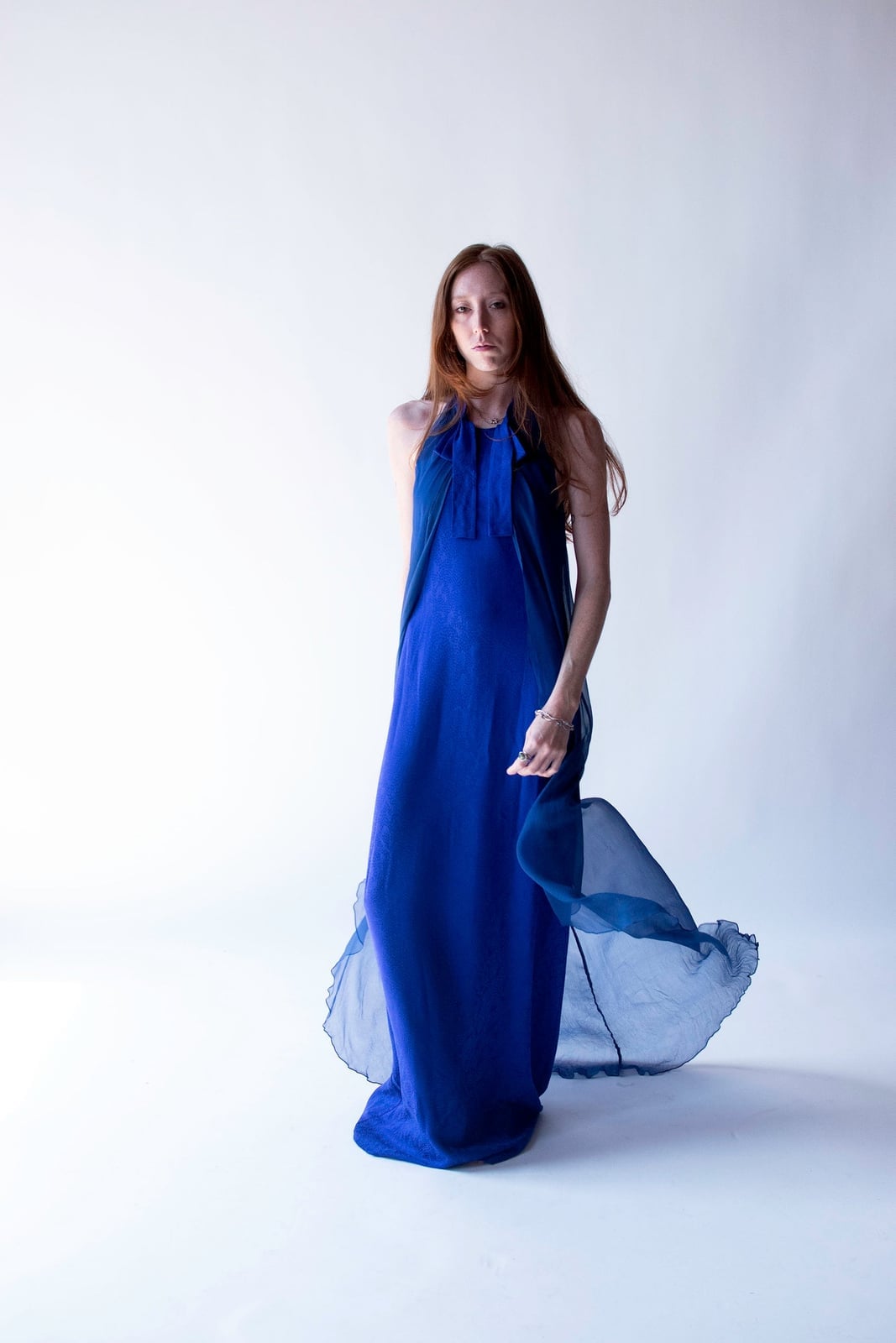 Royal Blue Silk Maxi Dress with Sheer Skirt Royal Blue Silk Maxi Dress with Sheer Skirt — Trendy Silk Dresses