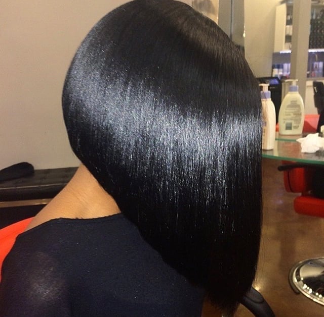 Chin-Length Blunt Bob With Ultra-Glossy Finish, Straight — Trendy Silk Press